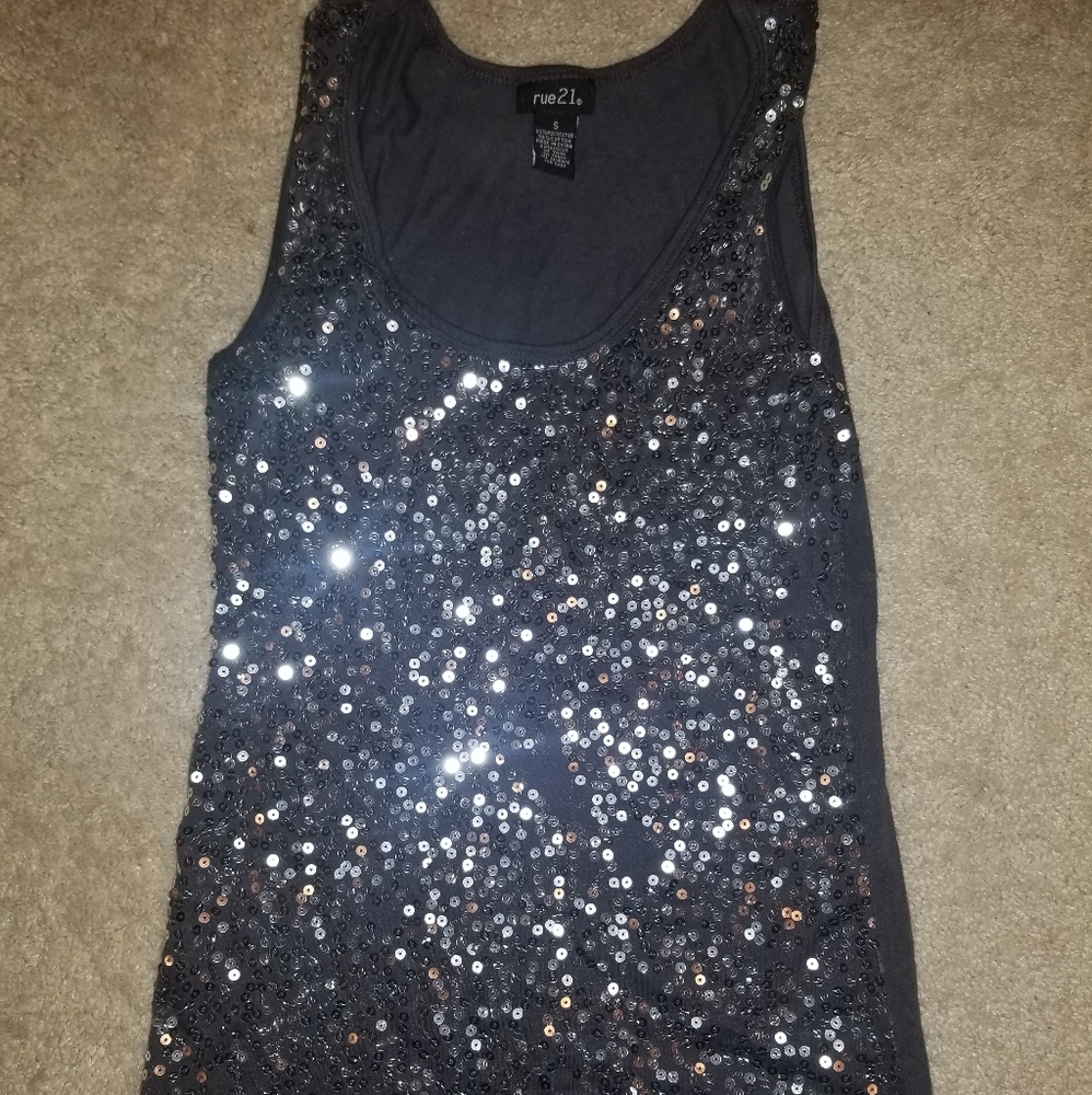 Rue 21 Sequin Tanktop Gray